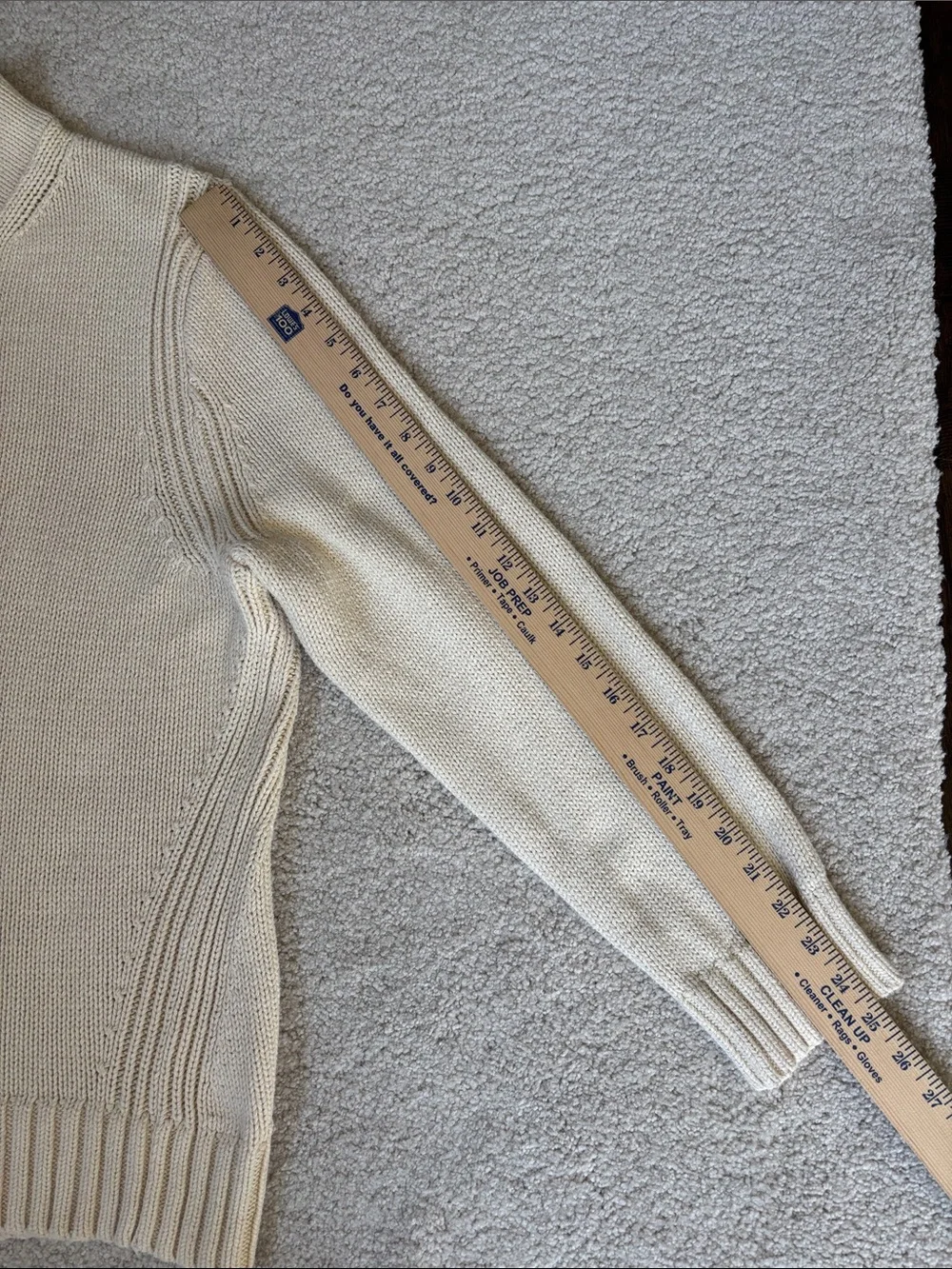 Vintage‎ J Crew Roll Neck Knit Sweater Cream Oarsman Fisherman Cotton Men’s XL